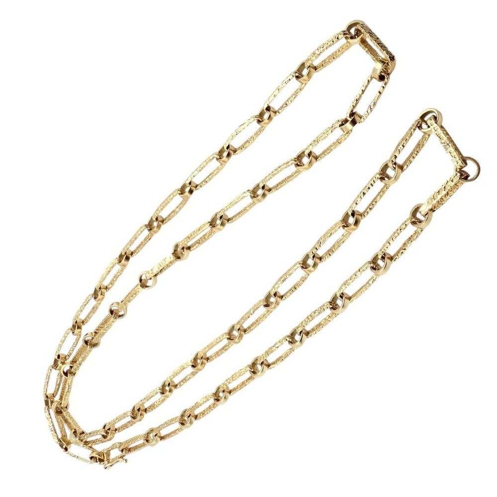 Rare! Vintage Estate 18k Yellow Gold 30" Long Paperclip Link Necklace 56.8g